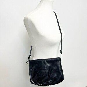VINTAGE Saks Fifth Ave Genuine Leather Black Shoulder Bag Purse